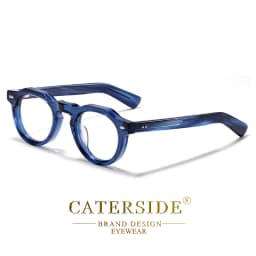 CATERSIDE Vintage Round Men Optical Glasses Frame Acetate High Quality Pin Core Thick Frame Glasses Women Decoration Eyeglasses