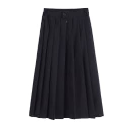 Black Midi Pleated Skirt Student Uniform Style JK Skirt Elastic Waist Polyester Fiber Casual Wear Summer Season