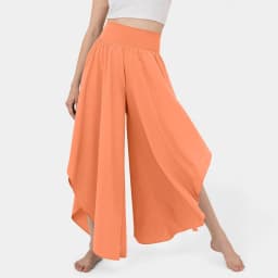 Women's Flowy Large Size Palazzo Pants Irregular Hem High Waist Casual Cropped Pants Summer Lightweight Elastic Beach Pants