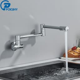 Chrome Black Wall Mounted Faucet Single Cold Water Tap 360 Rotating Spout Washing Faucet Folding Neck Bathroom Kitchen Tap