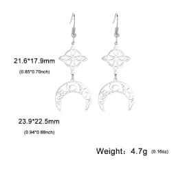 Unift Goth Stainless Steel Earring Triple Rune Moon Phase Pentagram Earrings Woman Men Vintage Jewelry Ear Piercing Witch Knot