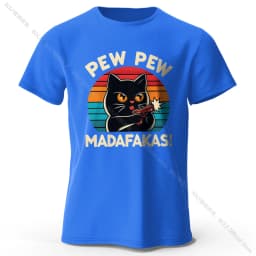 Cute Hand-Drawn Cat Doodle Print 100% Cotton T-Shirt, Ultra Soft Round Neck Short Sleeve Tee for Men & Women