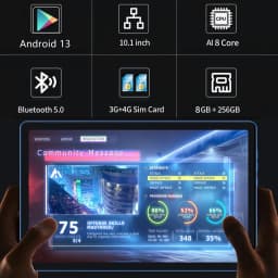 BDF 5G Pad 10.1 Inch Pad 8GB RAM 256GB ROM Dual SIM Dual Camera Tablet with Keyboard Cover Case Mouse 8000mAh Battery