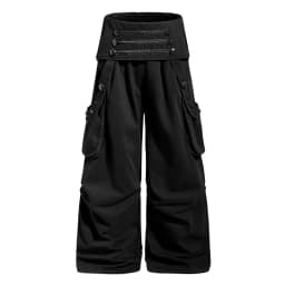 REDDACHiC Goth Royal Women Capri Cargo Pants Vintage Button Low Waist Pleated Baggy Bermuda Shorts Alternative Summer Clothes