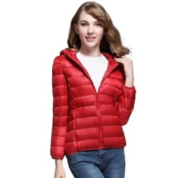 2026 Winter Women's Light Down Hooded Jacket,Red Blue Khaki Green Available,European Size S-XXL,Women Coats