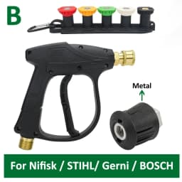 Pressure Washer Gun With Karcher/Nilfisk/Parkside/Bosch Hose Adapter & Quick Connect Nozzle for Car Surface Cleaning