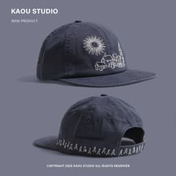 Heavy Embroidery Flat Brim Baseball Cap Niche Unisex Hip Hop Duckbill Cap Fashion Versatile