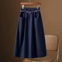 Korean version Summer High waisted Skirt 2026 New Female Solid color Loose Casual Workwear Pocket Half body A-line Skirts