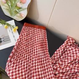 Spring Summer Tall Women's High Waist Pleated Skirt - Korean Elegant Ruffle Trim Flared Maxi Skirt with Wide Hem