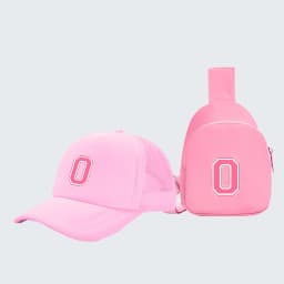 2pcs children's 26-letter printed truck driver hat and chest bag set, lightweight all-in-one visor, suitable for girls' daily