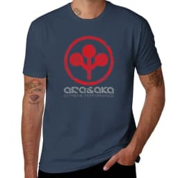 Cheavyweight streetwear anime clothes Distressed Arasaka Corp Logo T-Shirt Aesthetic clothing blacks workout shirts for men