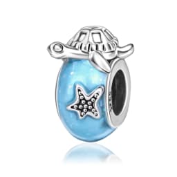 925 Sterling Silver Ocean Series Blue Turtle Starfish Shell Fit Original Bracelet Charms for Women diy Fine Jewelry Gifts