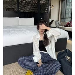 plus Size Plaid Pants Women's High Waist Straight Leg Fce Lined Casual Home Wear Polyester Fiber Elastic Band China Made
