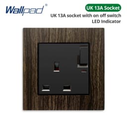 Wallpad Wood Texture Aluminum Alloy Panel EU Electrical Sockets And Wall Switches With LED 1 2 3 Gang 2 3 Way USB Charge Port