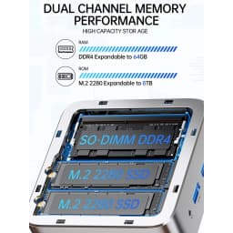 GMKtec G10 Mini PC AMD Ryzen 5 3500U DDR4 RAM 64GB Support Dual M.2 NVMe SSD 16TB Triple Display 8K HDMI DP Type-C WiFi5 BT5.0