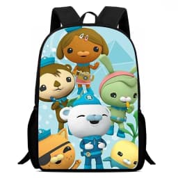 Popular O-Octonauts Print Backpack Schoolbag Boys and Girls Backpack Zipper Shoulders The Best Gift Camping Rucksack