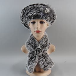 2026 New Winter Rex Rabbit Fur Hats Scarves Women Fashion 100% Genuine Knit Fur Caps Scarves Sets Lady Warm Real Fur Hat Muffler