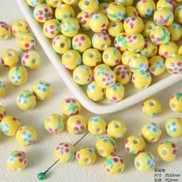 Exclusive Hand-painted Yellow Ceramic Straight Hole Bead Jewelry For Summer