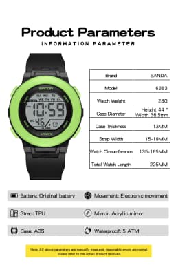 SANDA New 6383 Multifunctional Color Light Watch for High School Students' Sports, Men's and Women's Electronic Watches