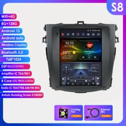 9.7"7862 Android 13 Car radio for Toyota Corolla E140 E150 2006-2013 Multimedia player 4G Autoradio DSP Carplay GPS navi Stereo