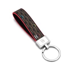 CH Monogram Print Leather Keychain Two Tone Red Edge Car Key Holder Unisex Fashion Bag Charm Luxury Accessory Pendant Keyring