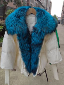 Female Large Fox Fur Collar Outerwear Thick Warm Fur Real Fur Coat Winter Jacket Women White Duck Down Jackets Hooded