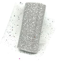Glitter Tulle Fabric Roll 6 Inch 10 Yards Sequin Sparkling Ribbon Spool Netting for Wedding Tutu Skirt Gift Wrapping Party Decor
