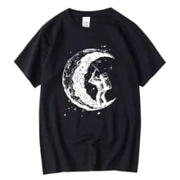 Men's High Quality Cotton Blend Moon Print Casual Summer Cool Short Sleeve Men Tshirt Loose t-shirt Male Tee Shirts Male Tee Top