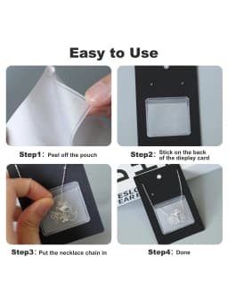 100pcs Self-Adhesive Necklace Chain Pockets, PVC Clear Pocket for DIY Jewelry Display Loose Chain Storage Necklace Supplies