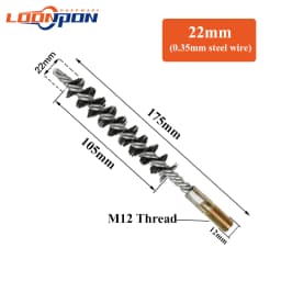 Loonpon M12 Thread Wire Brush Metal Handle 18-75mm Brush Working Stainless Steel Wire Pipe Tube Cleaning Chimney Brush