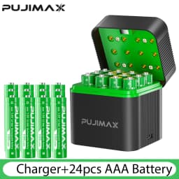 PUJIMAX 1.5V AAA 1100mWh Rechargeable Lithium-ion Battery With Smart Battery Charger SET Batteries Individually Available