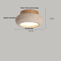 IWHD Wood Canopy LED Ceiling Light Fixture Nordic Modern Simple Ellipse Natural Yellow Travertine Ceiling Lamp Lamparas De Techo