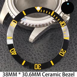 Sloping 38mm * 30.6mm Ceramic/Aluminum Bezel GMT and Diving Watch Insert Fits for 40mm Men's Watch Case Bezel Replacement Insert