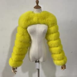 BEIZIRU Women's Real Fur Coat Silver Fox Red Fox Two Sleeve 60CM Length Naked Fashion
