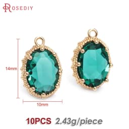 10PCS 18K Gold Color Oval Shape Charms Pendants Necklace Earrings High Quality Diy Jewelry Accessories Rosediy Official Store