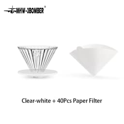 MHW-3BOMBER Glass Coffee Filter Cups and Espresso Filter Paper Set Reusable Cone Pour Over Coffee Dripper Filters Accessorie