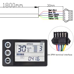 UART2 24V 36V 48V S866 Electric Bike LCD Display Meter E Scooter LCD Panel With USB UART For Mountain Electric Bike Parts (5PIN)