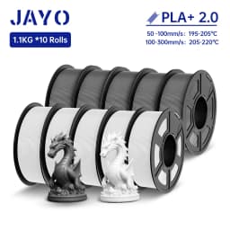 JAYO 3D Filament PLA + 2.0 10 Rolls Upgrade PLA plus 3D Printer Filament Neatly 3D Printing Material For FDM Multicolor