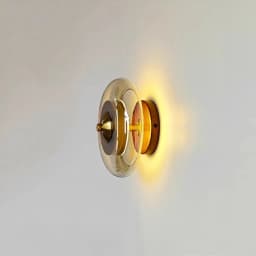 Postmodern Luxury Glass Wall Lamps for Bedroom Bedside Living Room Hotel Hallway Porch Amber Glass Wall Light Walnut Color Wood