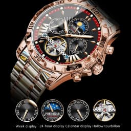 POEDAGAR Luxury Automatic Mechanical Men Watch Hollow Tourbillon Waterproof Luminous Male Clock Week Date Business Men's Watches