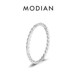 MODIAN 925 Sterling Silver Minimalist Twisted Stackable Fashion Finger Ring Classic Gold Color Thin Rings For Women Fine Jewelry