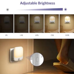 2pcs Night Light Socket with Motion Sensor, Night Light 3-Level Brightness Adjustment (On/Auto/Off), 2700K Warm White Night