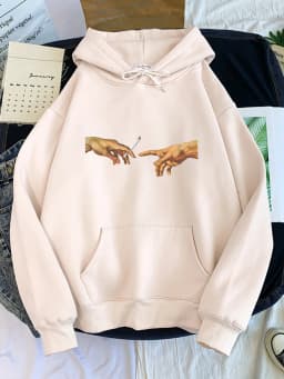 Hoodies Women's Two Hands And a Cigarette Graphic Print Hoodiest Thirteen Colors Harajukua Style Casual Top Women Street Style