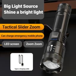 2000000 High Power LED Flashlights Type-C Rechargeable Torch Long Shot 1000M Waterproof Handlamp Outdoor Camping Fishing Lantern