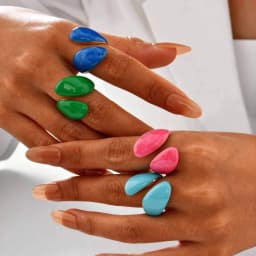 Chunky Open Twist Stackable Rings for Women, Blue Geometric Bold Enamel Crossover Statement Ring Band Waterproof