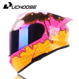 Uchoose DOT Approved Full Face Helmets Crash Motorbike Protective Gear Men Women Flip Up Helmet Motorcycle Double Sun Visor