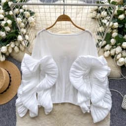 Chic Blouses for Women's Temperament Lady Tops Ruffles Gauze Loose Shirts 2025 Blusas Mujer De Moda Folds Korean Summer Blouse