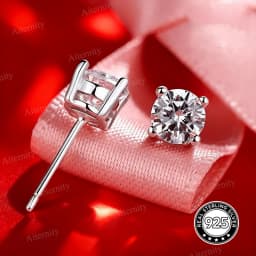 Classic 4 Prong Moissanite Stud Earrings 925 Silver Plated Lab Diamond Zircon Stud Earrings Wedding Jewelry Birthday Gift