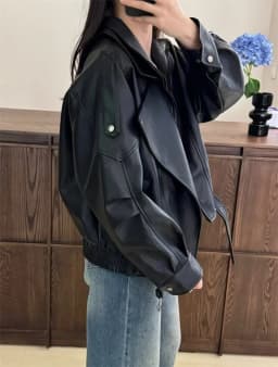 Guobioziy 2026 Fall New Women's Jacket 2026 Fall New Release Loose Faux Leather Biker Jacket Parka European and American Style