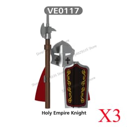 Medieval Military Castle Black Hawk Knight Building Blocks Gothic Cavalry Armor Shield Axe Soldier Figure Accessories Bricks Toy
